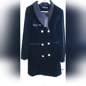 ⚡️ KEINMAY Black Velvet Double-Breasted Blazer Dress  holiday parties- NWT